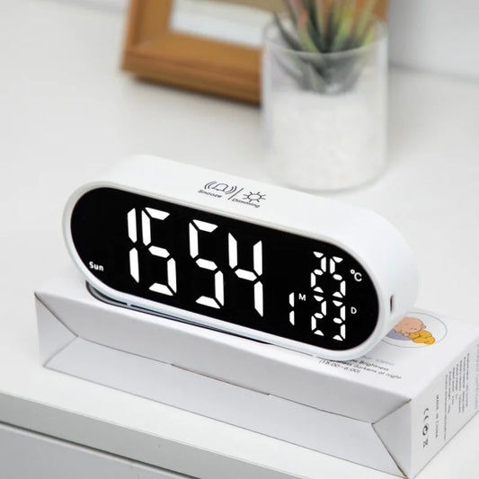 Rechargeable Digital Alarm Clock TEMP Date Week