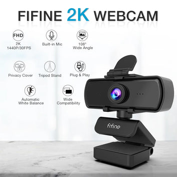 FIFINE 1440p Full HD PC Webcam with Microphone