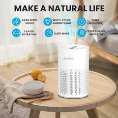 Sejoy Air Purifier H13 True HEPA Filter for Home Allergies