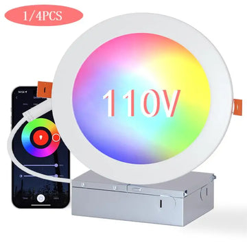 1/4PCS Smart Recessed Lighting 6 Inch 110V 13W WiFi Bluetooth