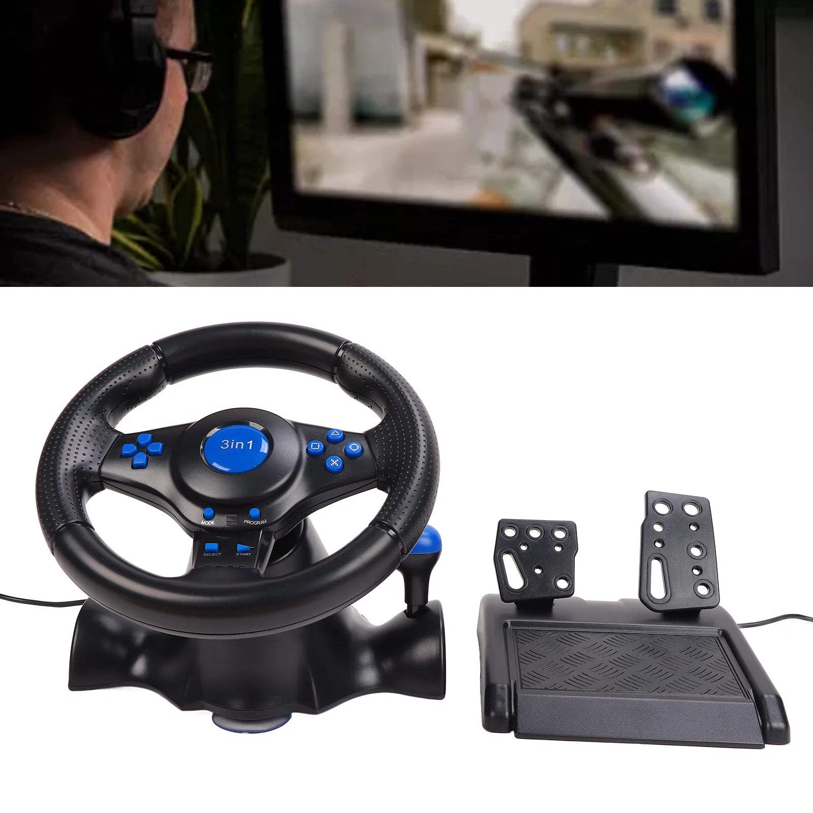 Gaming Steering Wheel 180 Degree Rotation Multifunctional